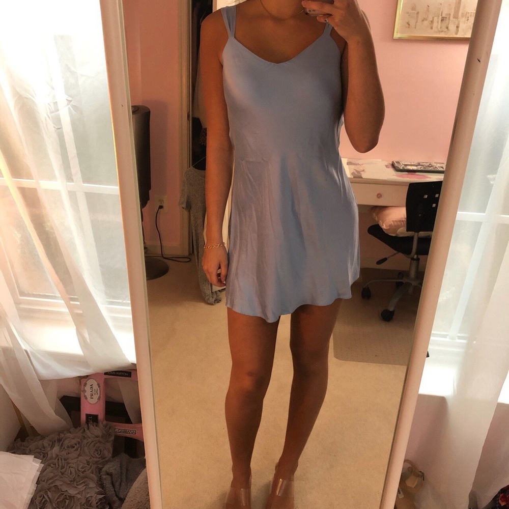Nordstrom Light Blue Silk Slip Dress